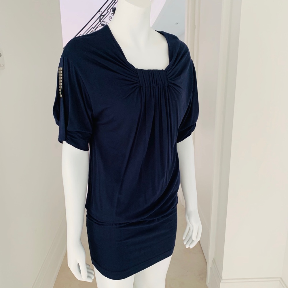Navy jersey knit mini dress tunic